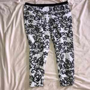 Black and white floral dress pants